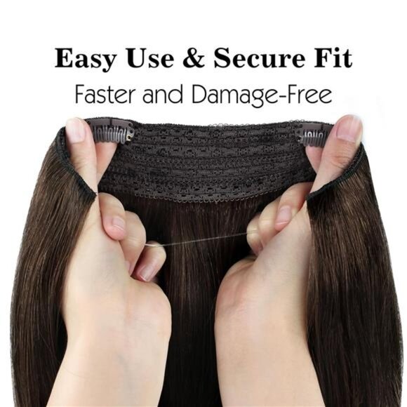 Invisible Wire Hair Extensions – Real Human Hair with Transparent Wire main image 5